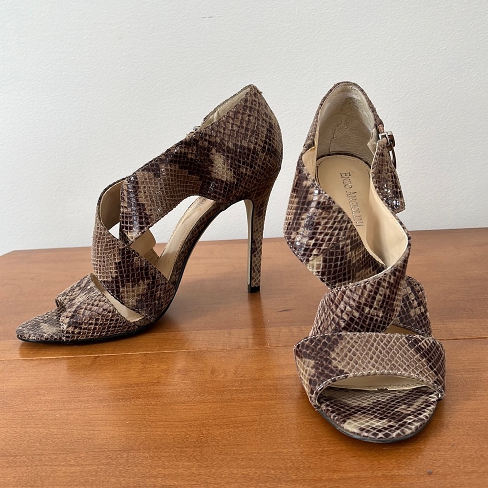 🐍Enzo Angiolini Snakeskin Heeled Sandals
